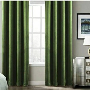Luxury Velvet Green Curtain Panels Custom or Standard Sizes, For Every Kind of Curtain Hanging Style  ForNew Year's Eve