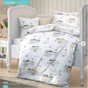 Mountain,Winter  Pattern  Flanel Baby Duvet Cover 100% Organic Cotton Toddler Bedding Set, Duvet Cover, Sheet Set,Keeps Warm,Soft,Pink,Blue