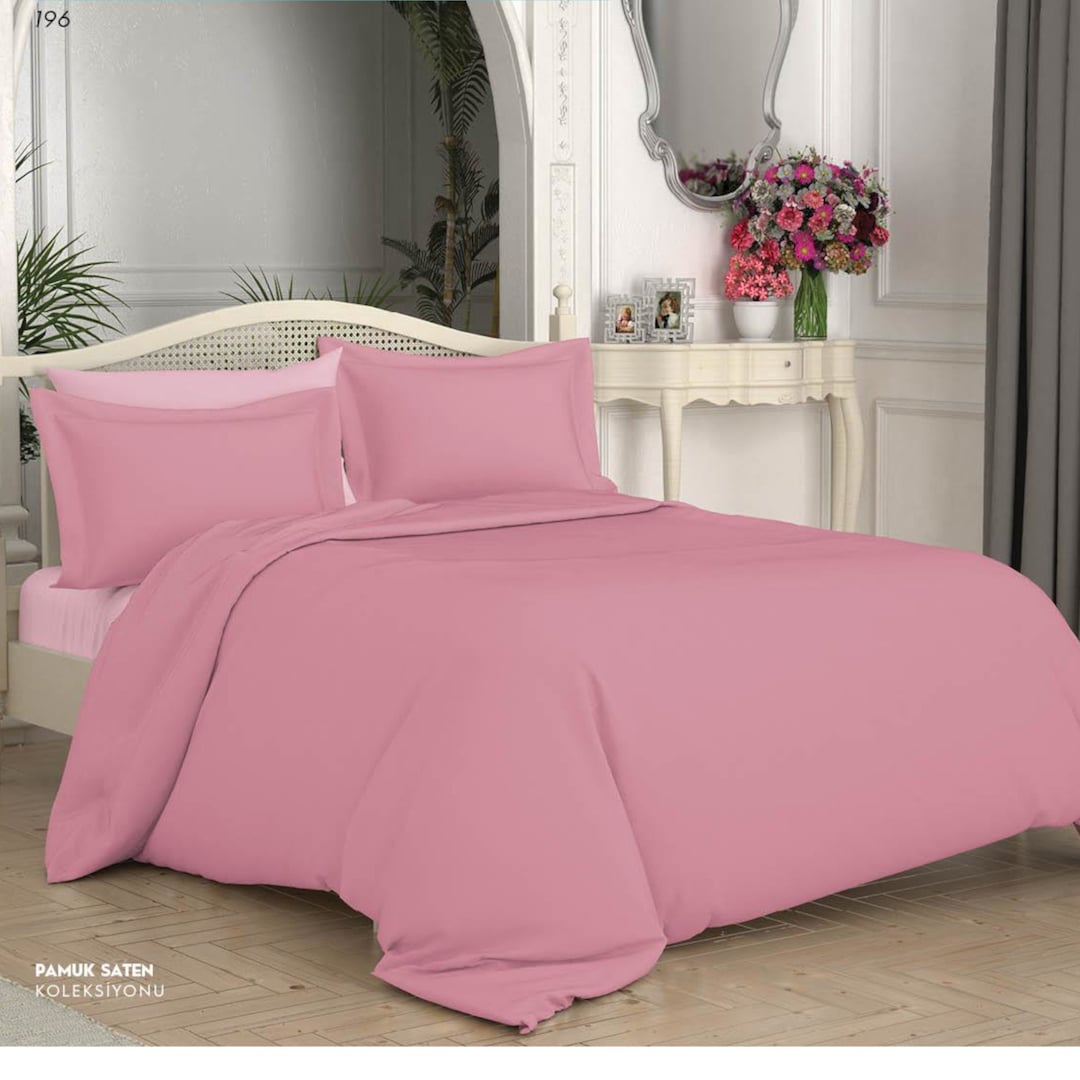 Luxury Organic Cotton Sateen Bed Sheet Set Soft Silky Plain Colors 100