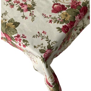 Floral Panama Linen Tablecloths Stain and Water Repellent Round Square Rectangular Oval or Any Size Runner Napkins Plain