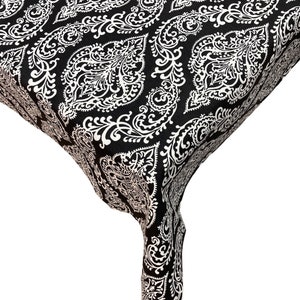 Damask Patterned  Panama Linen Tablecloths Stain and Water Repellent Round Square Rectangular Oval or Any Size Runner Napkins Plain Color