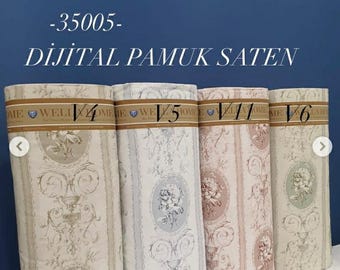 Digital Cotton Sateen Cotton Duvet Cover Set,  Pink ,Green,Light Brown100% Turkish Organic Cotton Twin, Full, Queen or Any Size