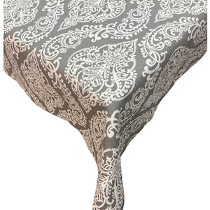 Damask Patterned  Panama Linen Tablecloths Stain and Water Repellent Round Square Rectangular Oval or Any Size Runner Napkins Plain Color