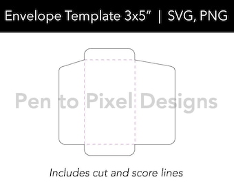 Envelope Template 3x5” SVG PNG, DIY Envelope, Gift Card Envelope, Envelope Svg