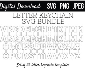 Keychain Template, Letter Keychain Template, Keychain SVG Bundle, Keychain Blank SVG Files, Alphabet Keychain Template