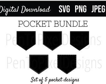 Pocket SVG Bundle, Iron-On Pocket Template, HTV Pocket