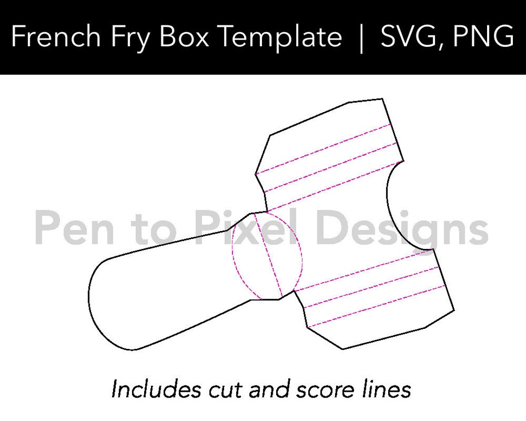 French Rib Template French Fry Box Template, French Fry SVG, Party Favor Template - Etsy ...