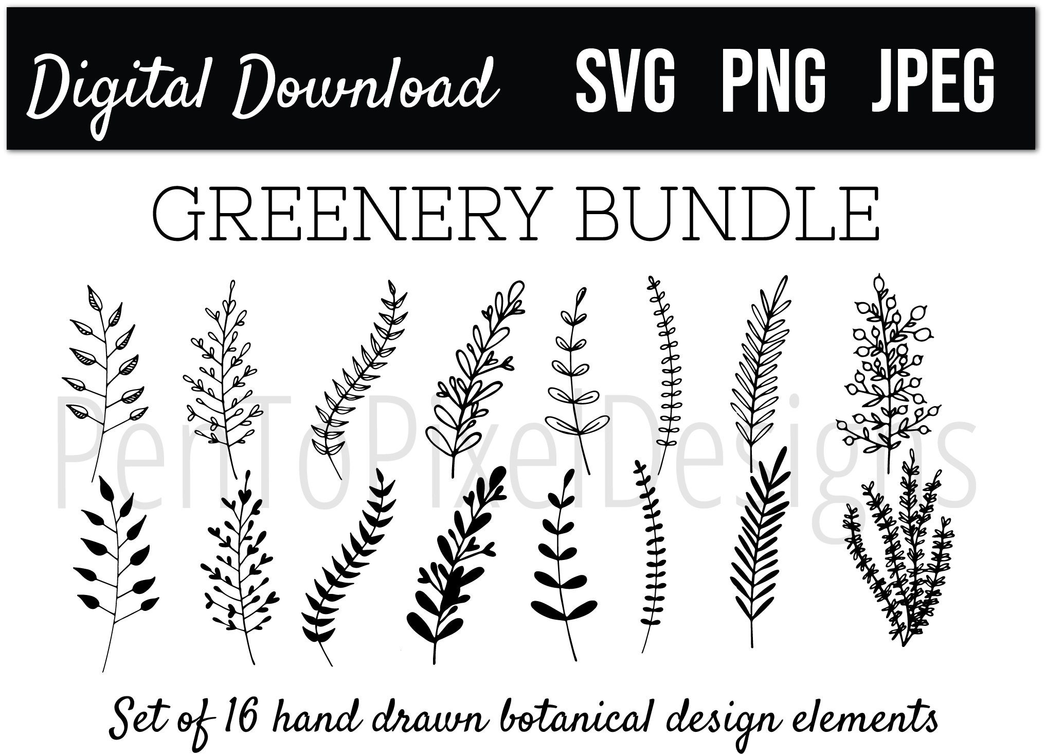 Download Greenery SVG Bundle Leaf Leaves SVG Commercial Use | Etsy