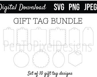 Paquete SVG de etiquetas de regalo, etiquetas de regalo de bricolaje