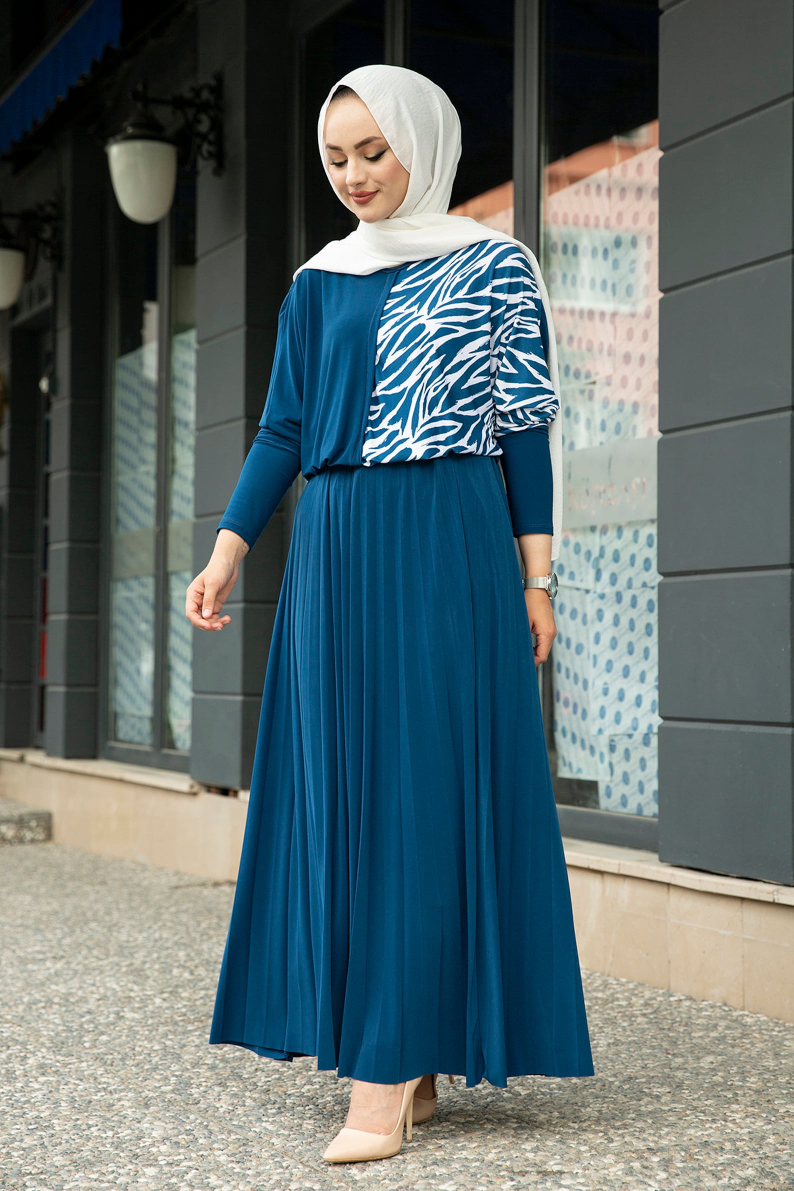 Patterned Elegant Skirt&Tunic Set Indigo Long Tunic Tunic Etsy