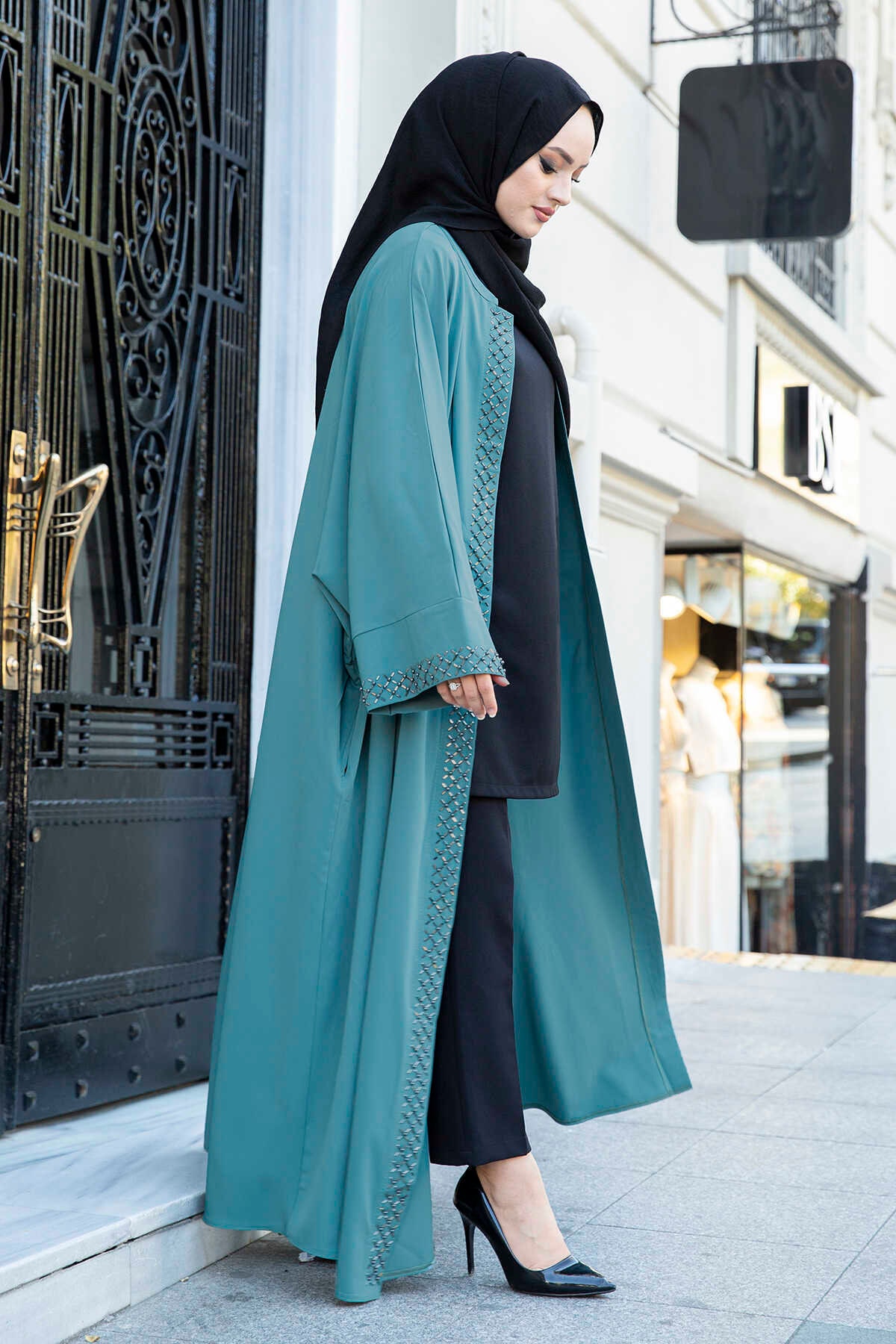 Gem Detailed Abaya Mint Women's Abaya islamic Dress Etsy