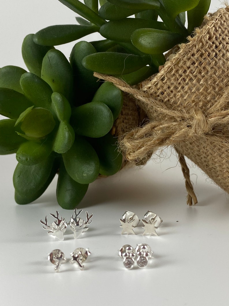 Pack of 2 Reindeer earring sterling silver 925
