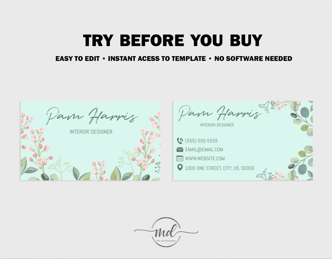 Business Card Template Printable DIY Business Card Instant Business ...
