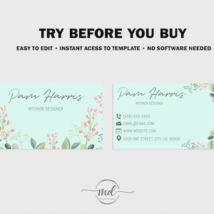 Business Card Template Printable DIY Business Card Instant Business ...