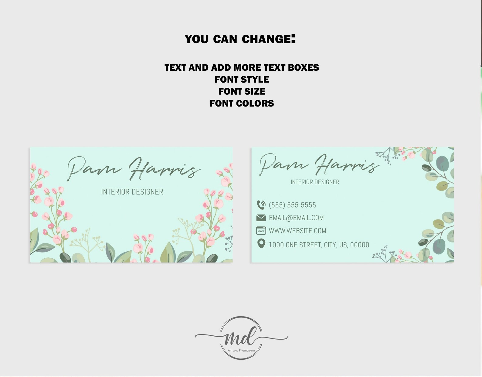 Business Card Template Printable DIY Business Card Instant Business Card Editable Business Card ...