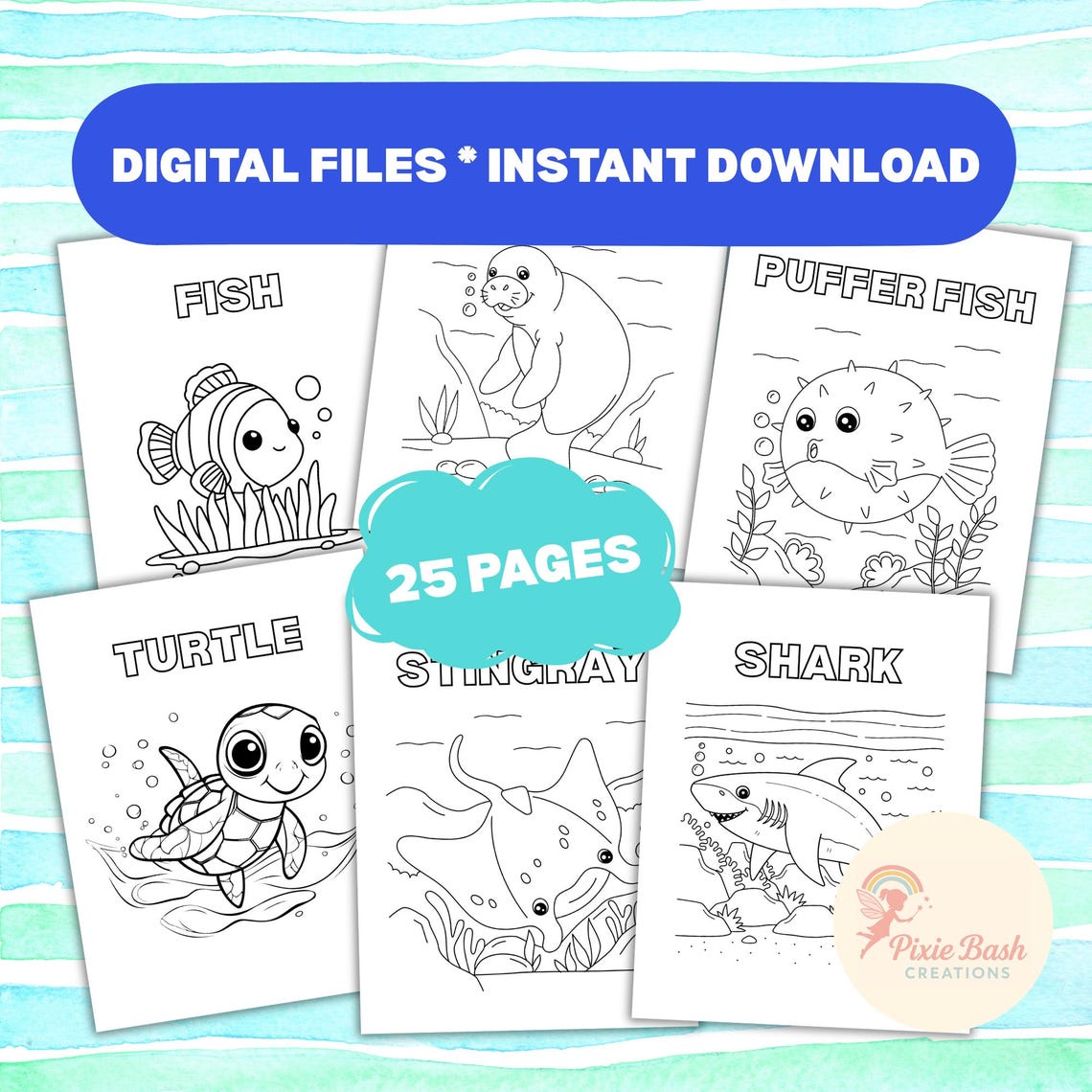 Ocean Life Coloring Pages for Kids, Sea Animals Coloring Book PDF ...