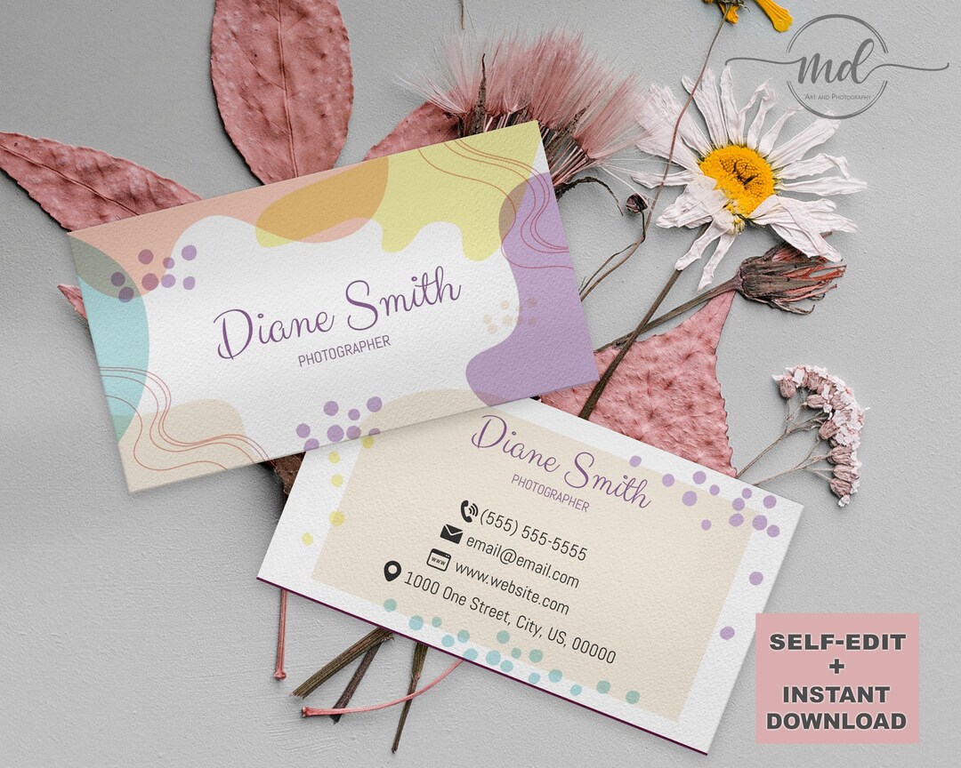 Business Card Template Printable - Instant Business Card - Editable Business Card Design ...
