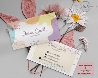 Business Card Template Printable - Instant Business Card - Editable Business Card Design - Modern Floral Business Card