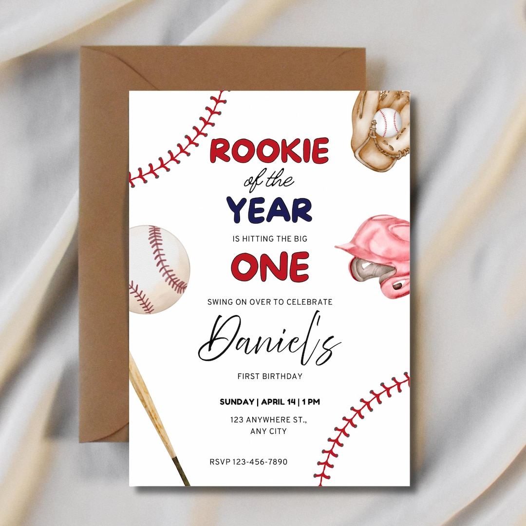 Rookie of the Year Baseball Birthday Invitation Editable Template First ...