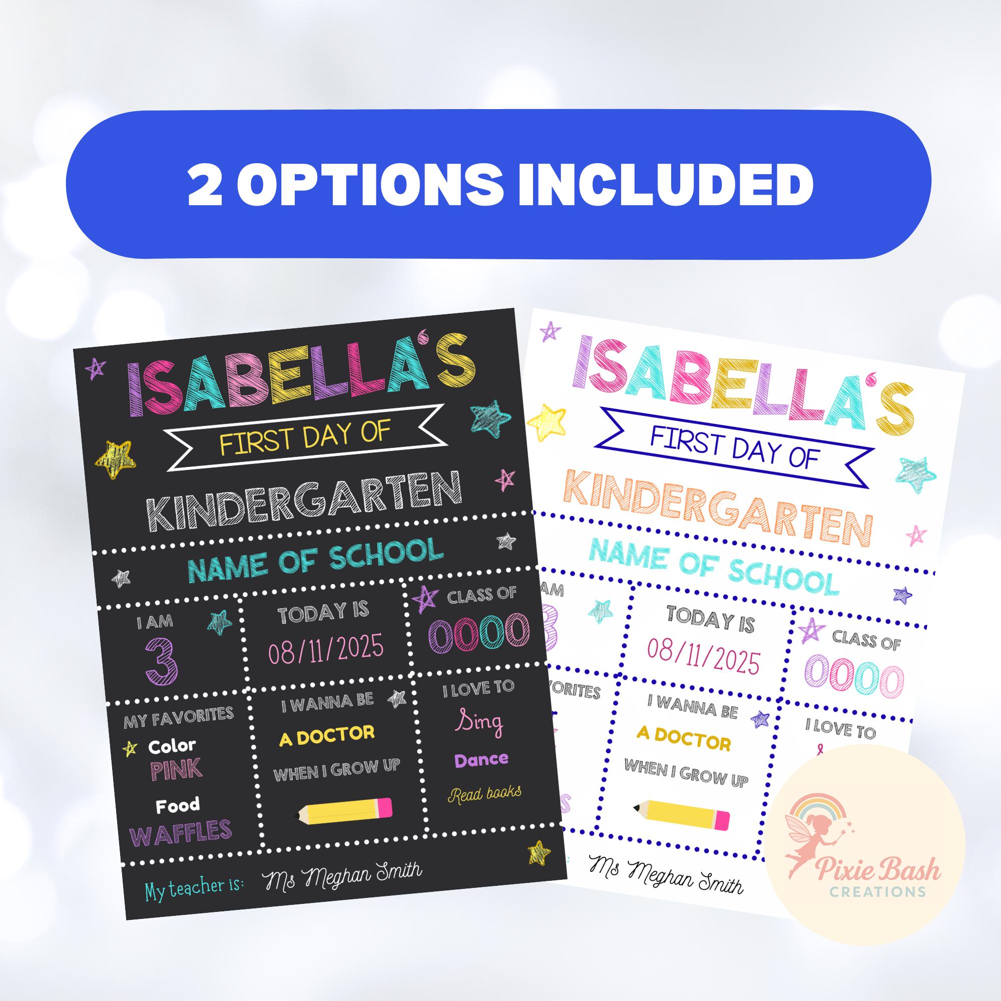 Editable First Day of School Sign Chalkboard & White, Canva Template ...