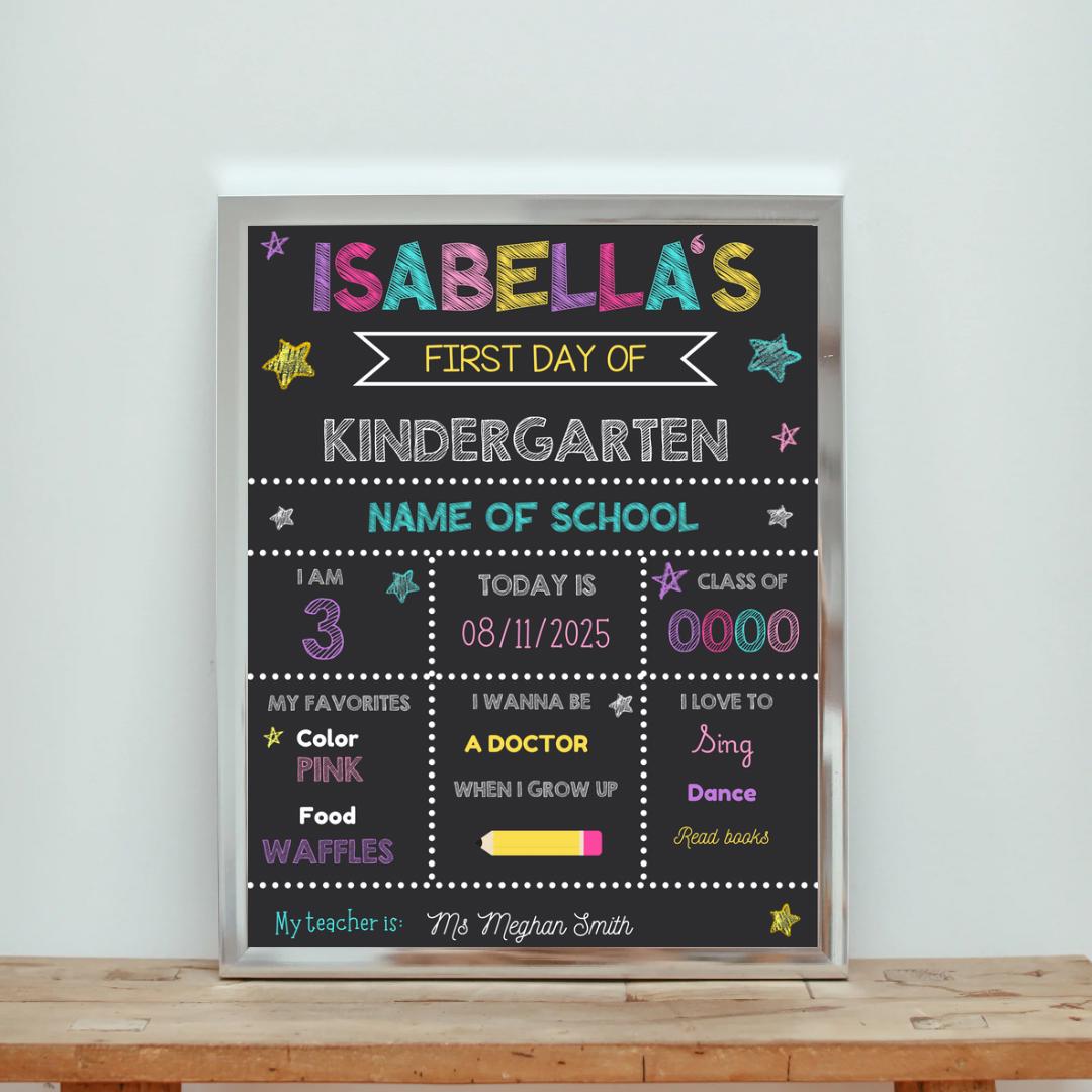 Editable First Day of School Sign Chalkboard & White, Canva Template ...