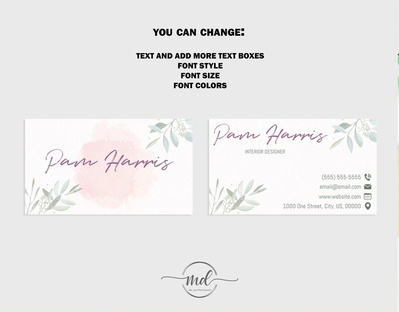 DIY Business Card Template Printable Instant Business Card Editable Business Card Design Modern ...