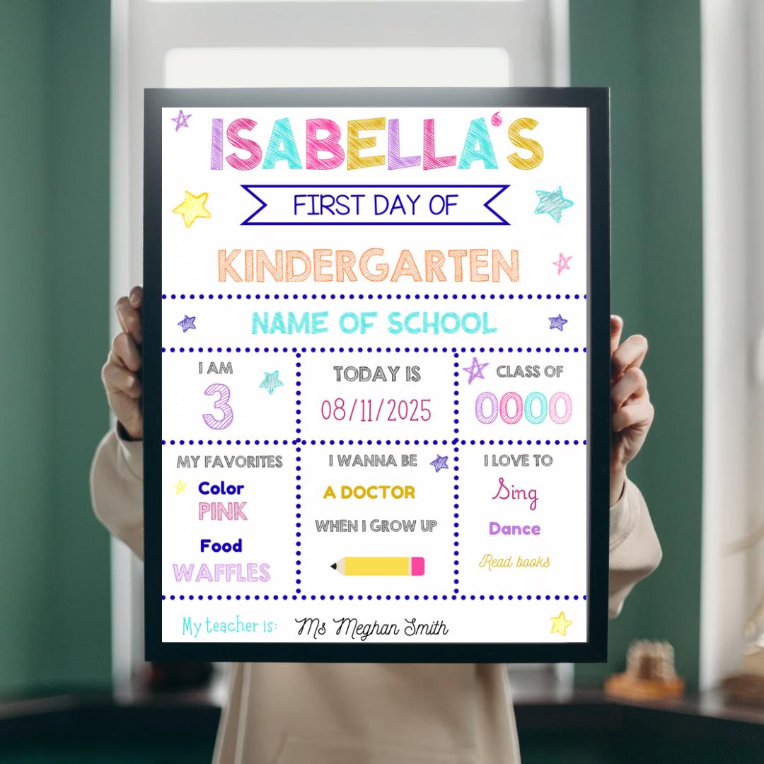 Editable First Day of School Sign Chalkboard & White, Canva Template ...