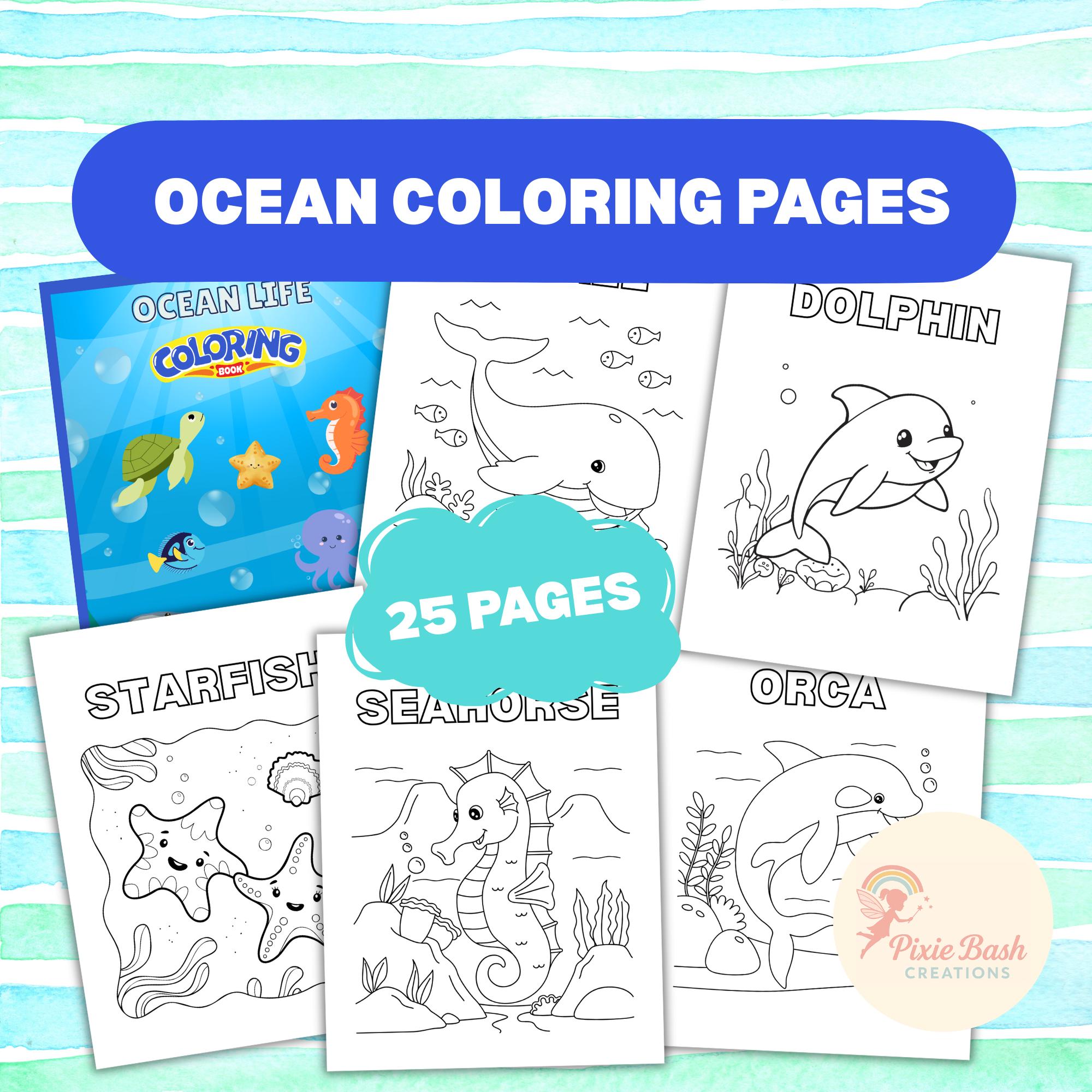 Ocean Life Coloring Pages for Kids, Sea Animals Coloring Book PDF ...