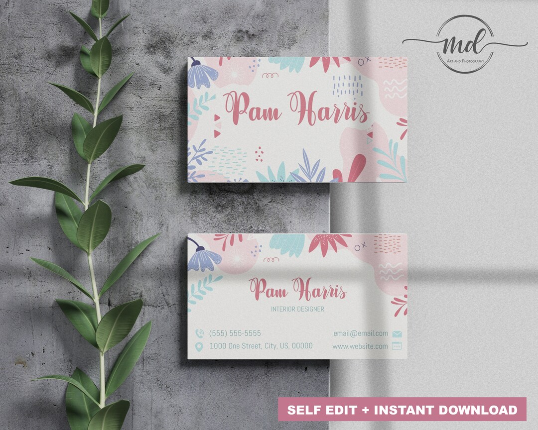 Business Card Template Printable DIY Business Card Instant - Etsy