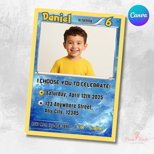 Birthday invitation Game Card with photo instant download digital invite card themed invitation for birthday party