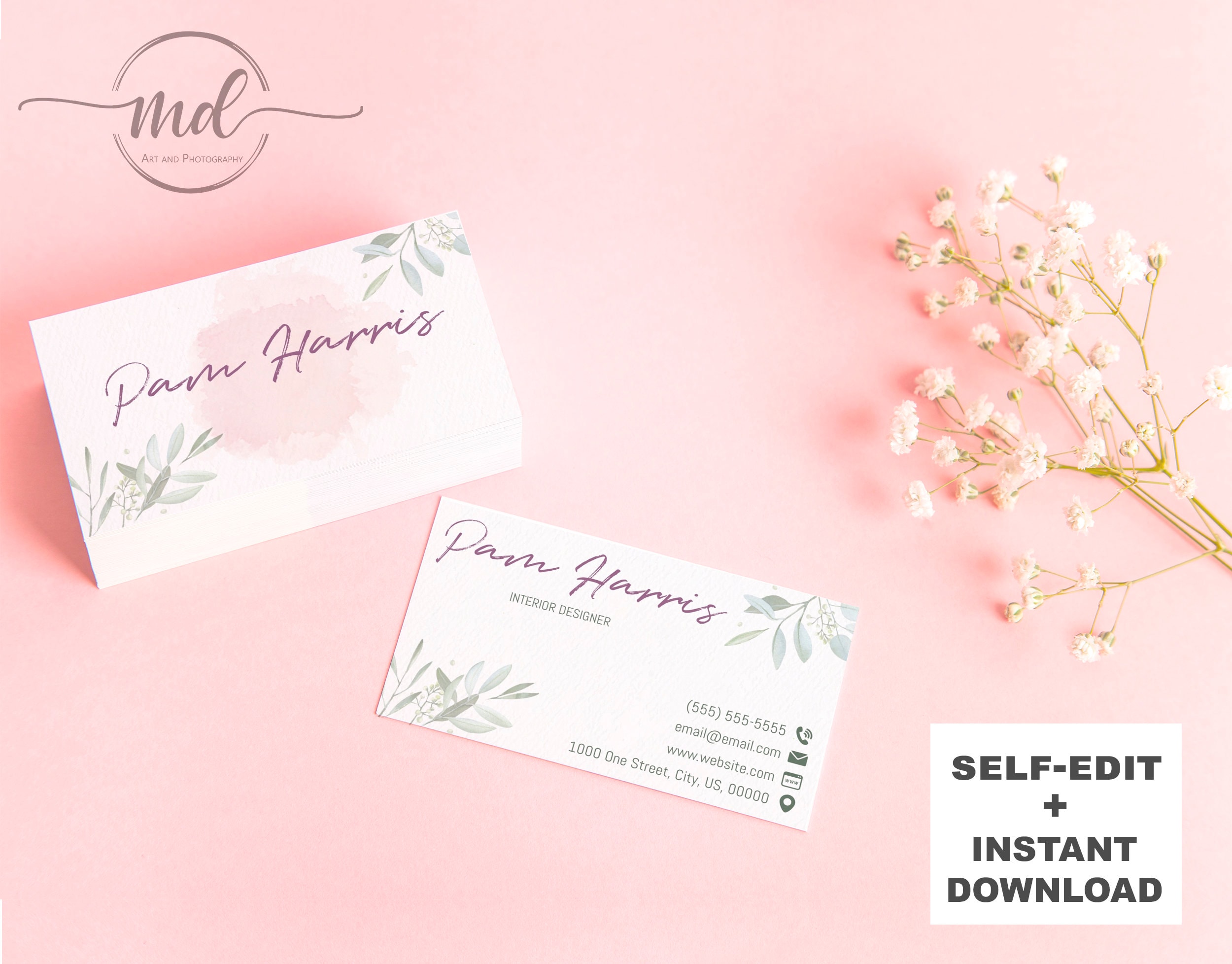 DIY Business Card Template Printable - Instant Business Card - Editable Business Card Design ...
