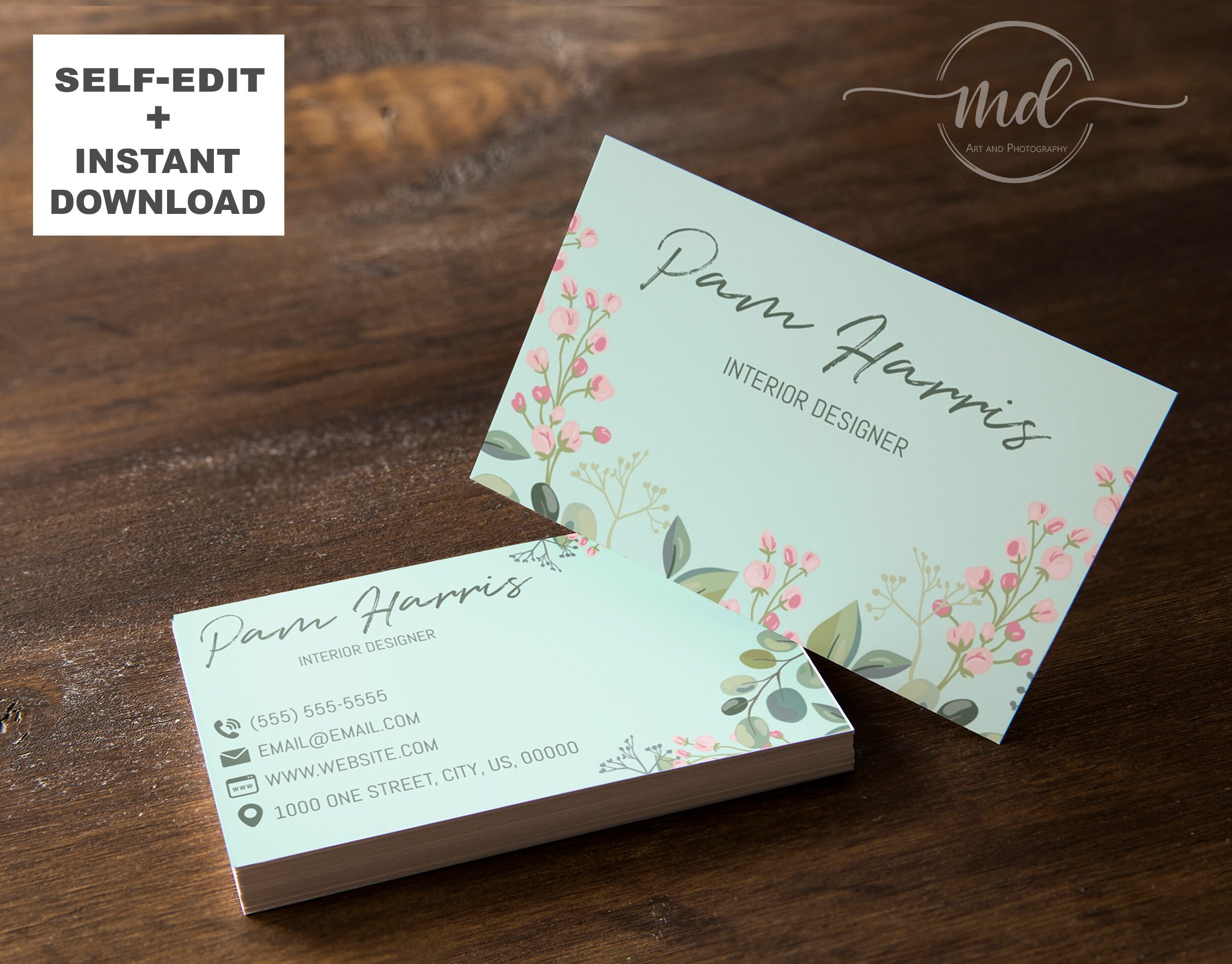 Business Card Template Printable DIY Business Card Instant Business Card Editable Business Card ...
