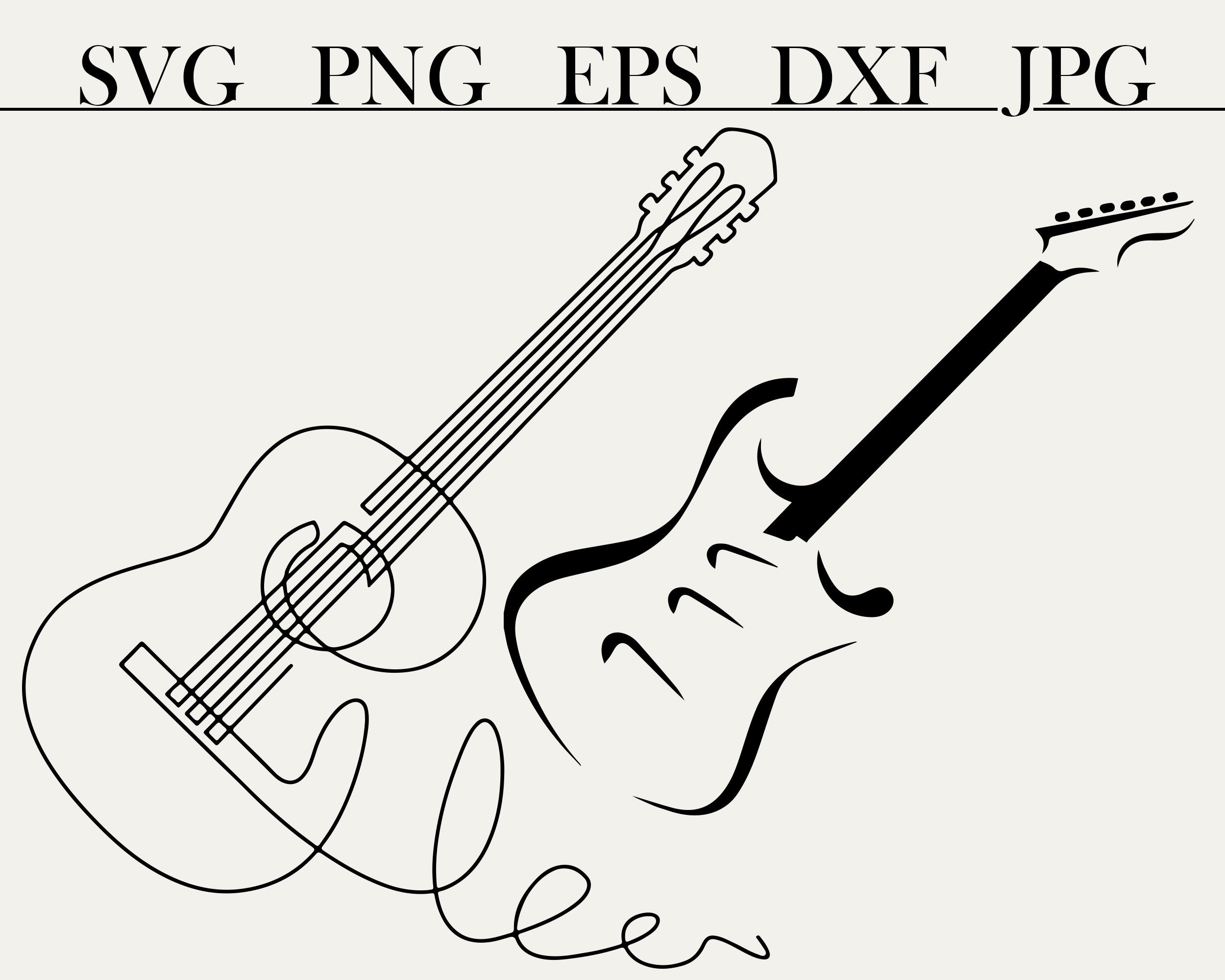 Guitar SVG Bundle Acoustic Guitar Cutting Files Electric Etsy