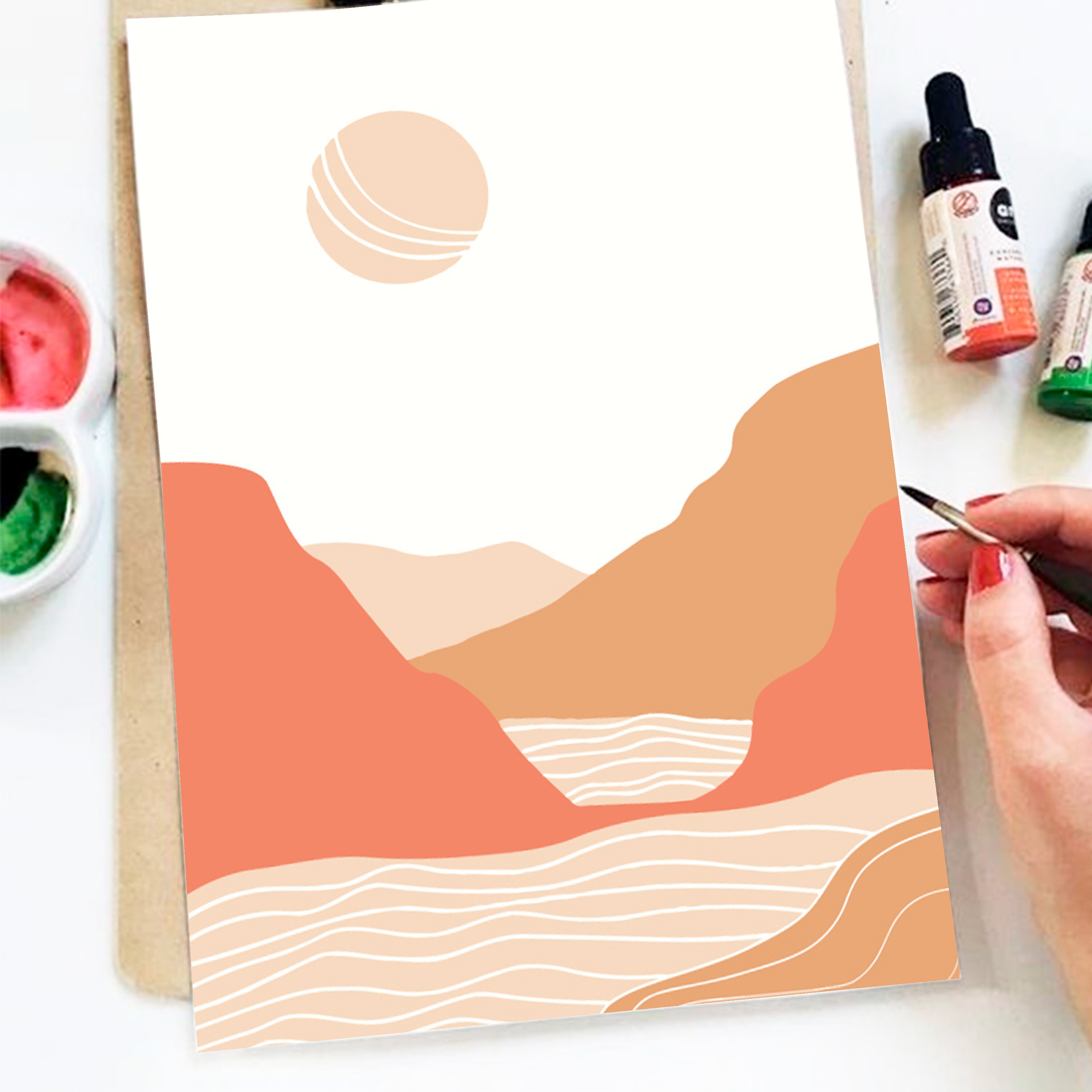 mountains diy painting paint by number kit sun color by number etsy