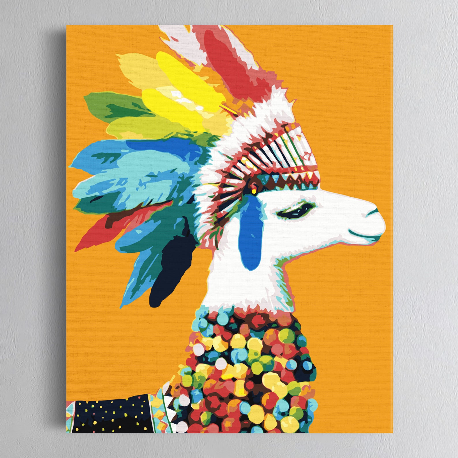 Colorful Llama Art Paint By Numbers Colorful Alpaca Canvas Etsy