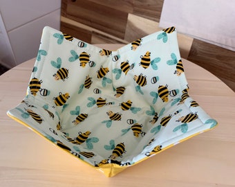 Bowl cozies; novelty bowl cozies; kitchen decor; bee decor; quilted bowl cozies; fun patterned bowl cozies