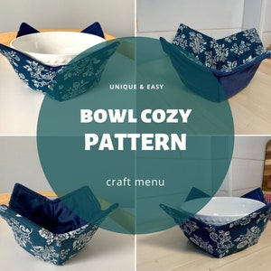 Sofortiger DOWNLOAD, DRUCKBARE PDF-Datei Bowl Cozy detaillierte Anleitung + Schnittmuster + Farbbilder (Suppenschalenwärmer • Suppenschalenhalter)