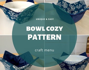 DESCARGA instantánea, archivo PDF IMPRIMIBLE Bowl Cozy instrucciones detalladas + patrón + imágenes en color (Soup Bowl Cozies • Soup Bowl Holder)