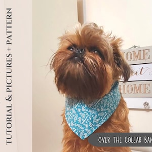 Dog&Cat bandana Sewing PDF tutorial with pictures and pattern 4 sizes (dog clothing, dog accessories, dog apparel)