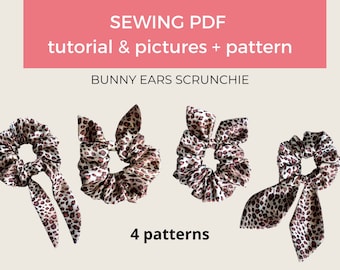 Bunny Ears Scrunchie Sewing Pattern, DIY Hair Tie (PDF Tutorial)
