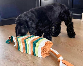 CUSTOM COLOUR Snuffle Roll + Tug Toy Enrichment Dog Toy | Slow Feeder | Canine Enrichment |  5 Sizes Available