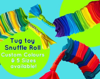 CUSTOM COLOUR Snuffle Roll + Tug Toy Enrichment Dog Toy | Slow Feeder | Canine Enrichment |  5 Sizes Available