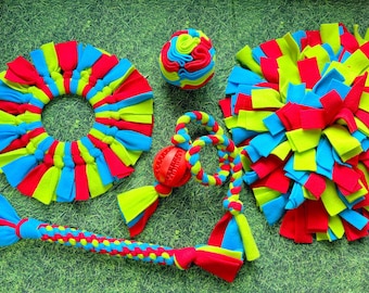 Puppy Enrichment Toy Bundle - CUSTOM COLOUR & COMBO- Snuffle Ball/Tug Toy/Ball Chaser/Snuffle Mat/Frisbee available