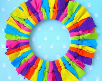Large Multicolour Fleece Frisbee | Dog Flying Ring Toy