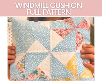 Sewing projects, patchwork cushion pattern, patchwork cushion cover, beginner sewing pattern, beginner sewing project, sew a cushion