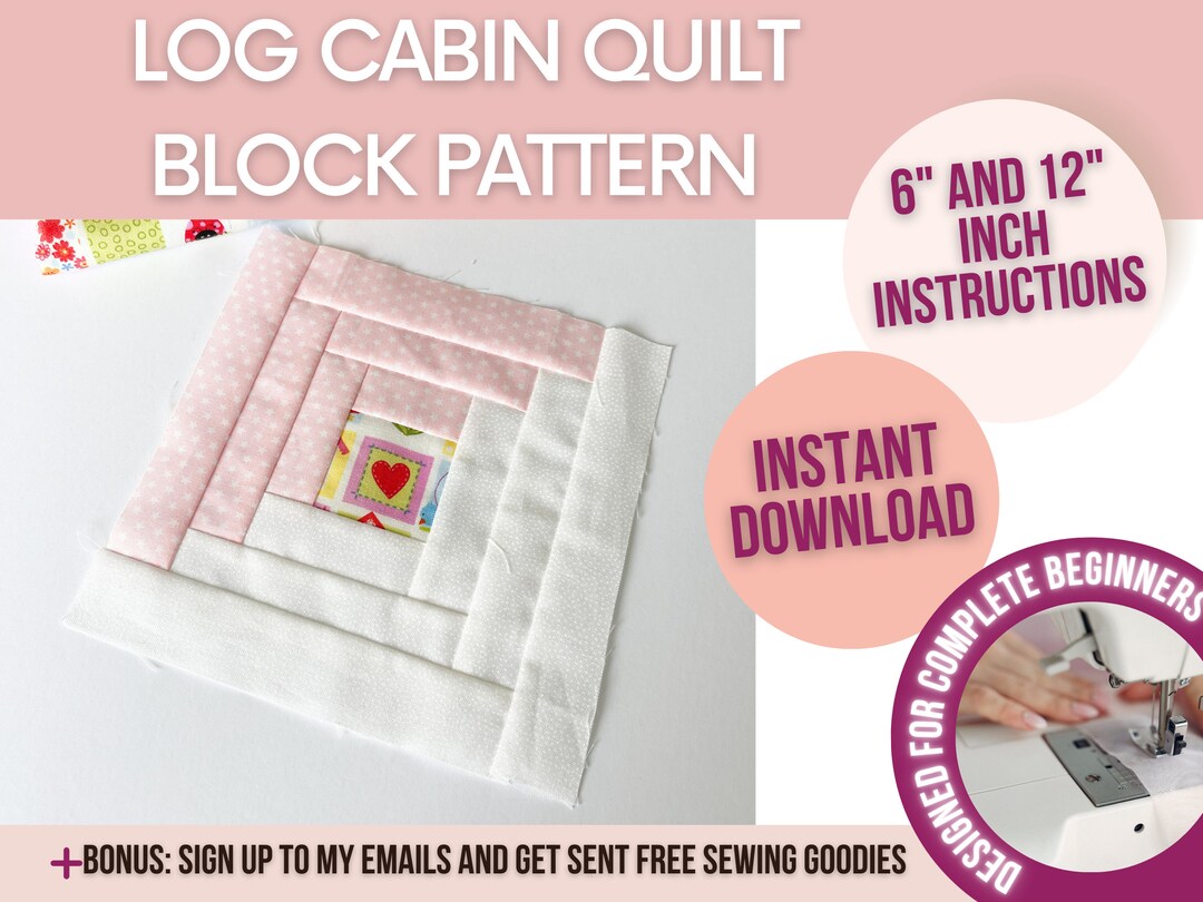 Quilt Block Kit, Log Cabin, Quilting Project Kit, Patchwork Craft Kits