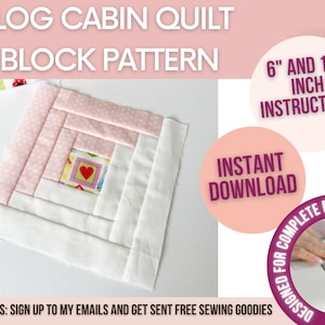 Quilt block kit, log cabin, quilting project kit, patchwork craft kits, quilting starter kit, easy quilt block kits, modern quilt block kits