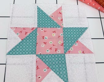 Star quilt block pattern, quilt patterns, beginner quilt pattern, star quilt block, beginner patchwork block pattern, patchwork block