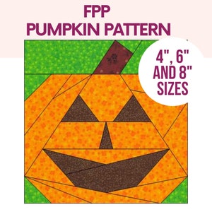 Halloween foundation paper piecing pattern, pumpkin foundation paper piecing pattern, FPP patterns, beginner FPP pattern, Halloween FPP