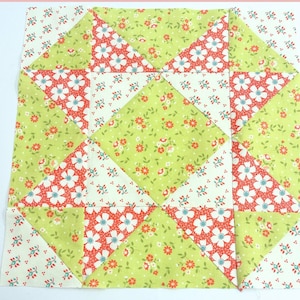 12 inch quilt block pattern, quilt block for beginner,  large quilt block pattern, beginner patchwork block pattern, star quilt block